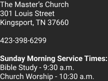 contact information and Sunday service hours